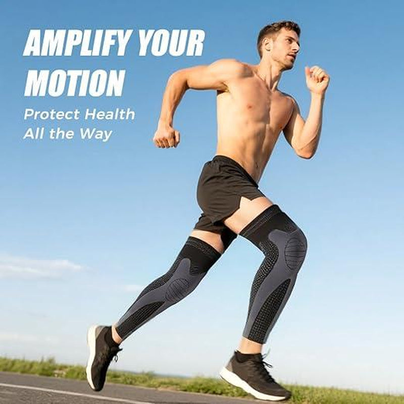 High-Elasticity Unisex Extended-Length Wrap Knee Brace, Breathable Knit Support Sleeve with Artemisia Warmth for Sports & Running, Adjustable Compression Strap for Basketball, Hiking, Joint Pain Relief (Orange)