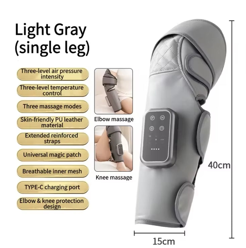 Wireless Knee and Calf Massager Heated Air Pressure 360° Wrap Portable Physiotherapy Device for Cold Legs Joints Adjustable Hot