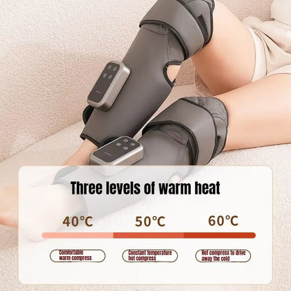 Wireless Knee and Calf Massager Heated Air Pressure 360° Wrap Portable Physiotherapy Device for Cold Legs Joints Adjustable Hot