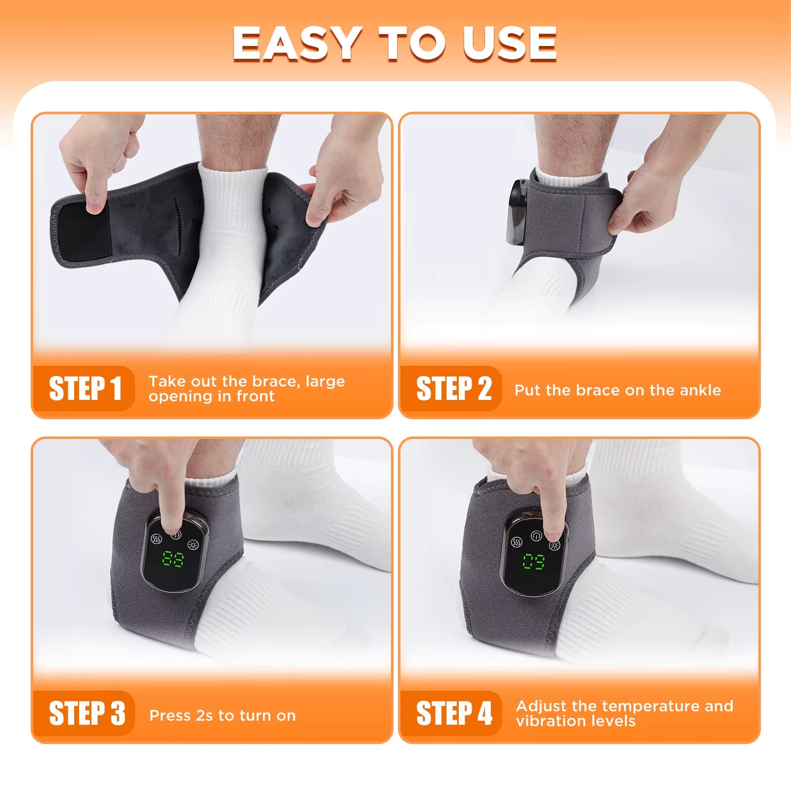 Electric Ankle Brace with Adjustable Hot Compress Vibration Massage Ankle Guard Band Carpal Tunnel Foot Protection Support Tool