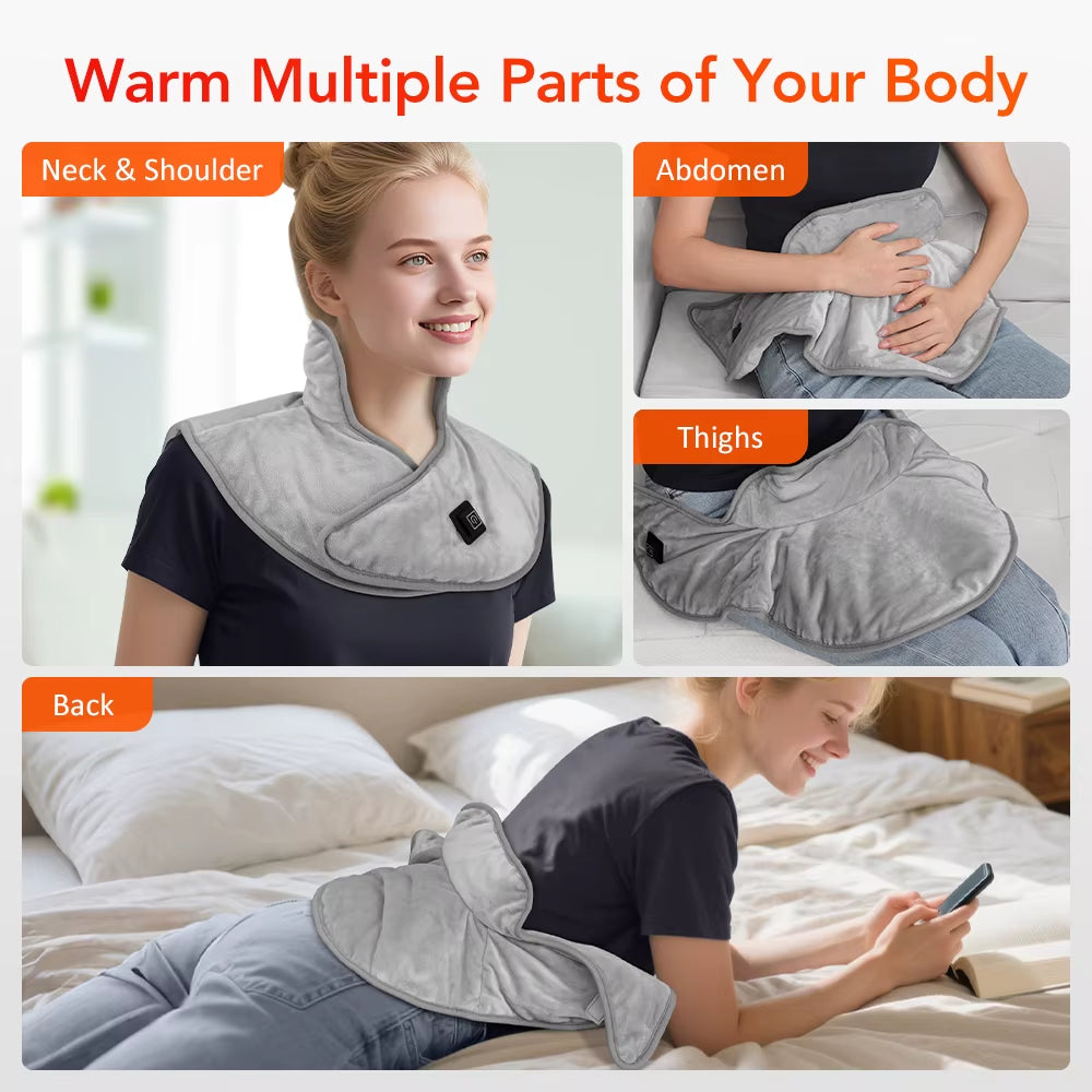 Electric Heating Shoulder Neck Pad Massager Three Gear Hot Compress Cervical Shawl Warmer USB for Shoulder Neck Back Relax Brace