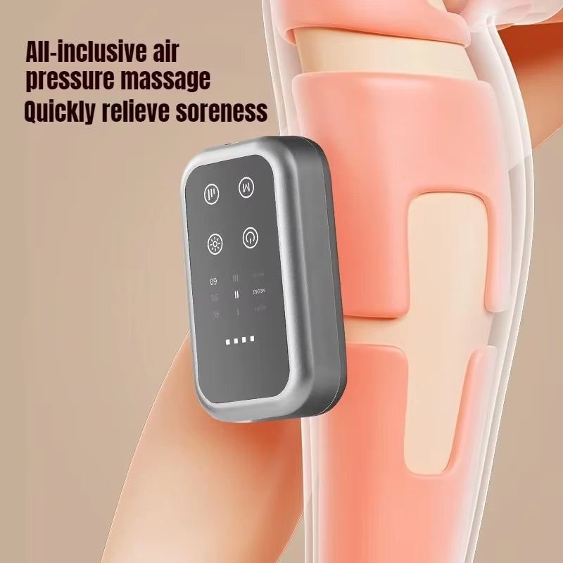 Wireless Knee and Calf Massager Heated Air Pressure 360° Wrap Portable Physiotherapy Device for Cold Legs Joints Adjustable Hot