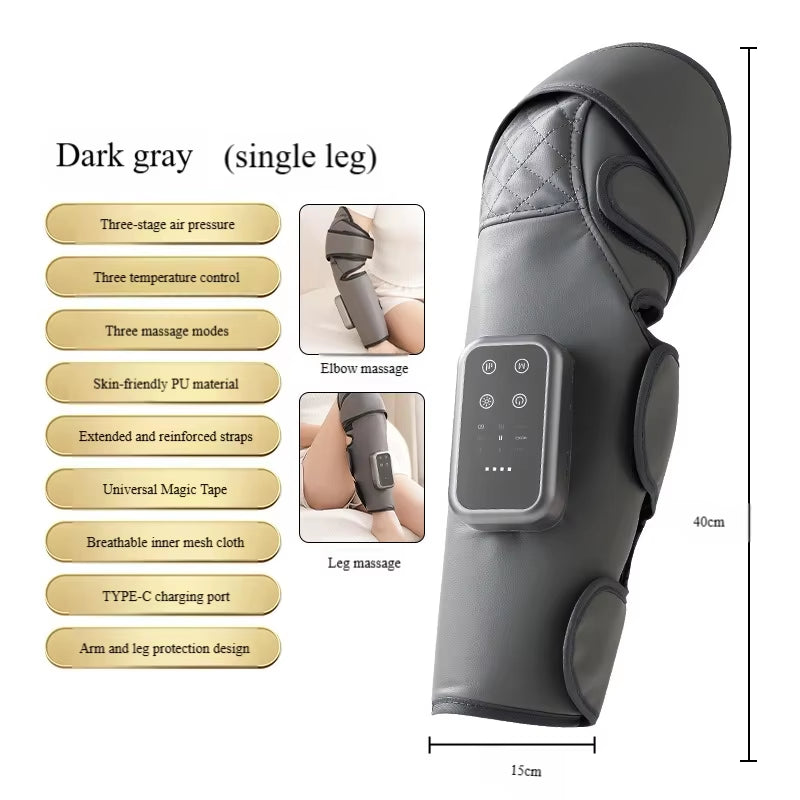 Wireless Knee and Calf Massager Heated Air Pressure 360° Wrap Portable Physiotherapy Device for Cold Legs Joints Adjustable Hot