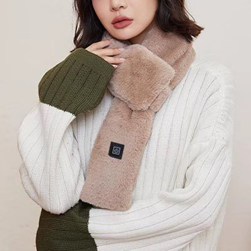 Winter Electric Heated Scarf, USB Rechargeable 3 Gear Temperature Control Neck Wrap Warmer Bib Heated Scarf for Men Women