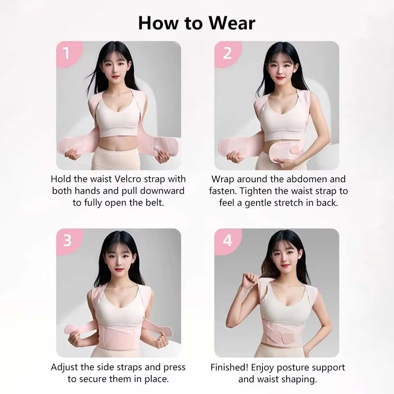 Adjustable Posture Corrector Back Support Belt Spine Alignment Waist Trainer for Men and Women Abdominal Waist Correction