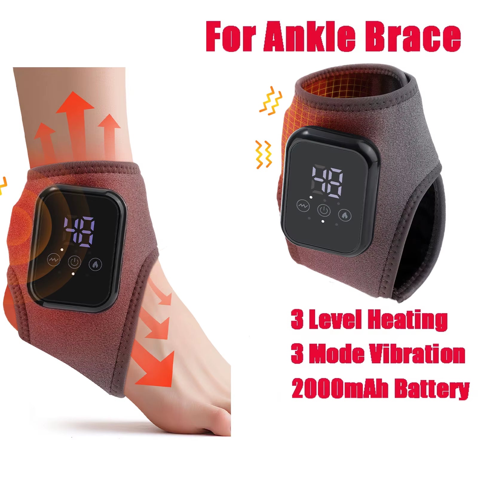 Electric Ankle Brace with Adjustable Hot Compress Vibration Massage Ankle Guard Band Carpal Tunnel Foot Protection Support Tool