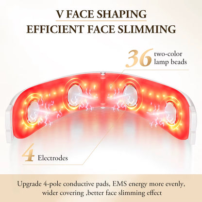 V-Face Lifting Beauty Device 4-Pole Double Chin Remove EMS Facial Slimming Red/Blue Light Heat Massage Face Lift Machine