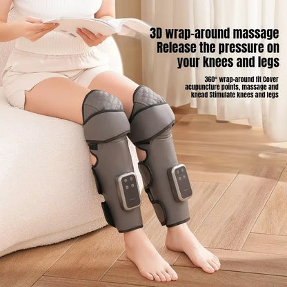 Wireless Knee and Calf Massager Heated Air Pressure 360° Wrap Portable Physiotherapy Device for Cold Legs Joints Adjustable Hot