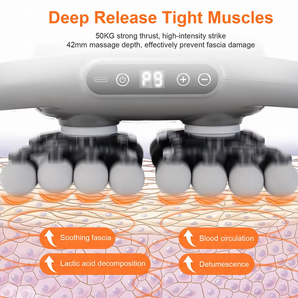 Multi-Head Fascia Gun Deep Relaxation Muscle Red Light Deep Tissue Body Muscle Massage Gun