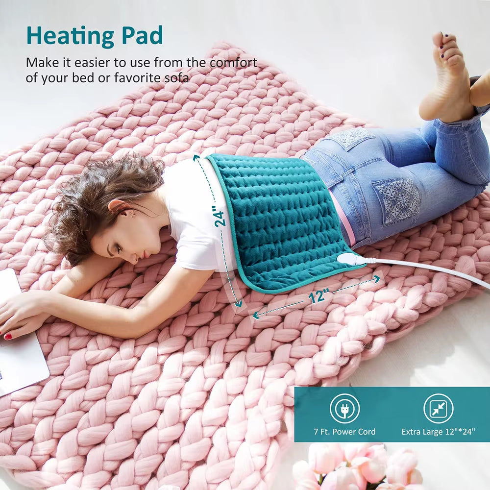 【Ce-Bu】Heating Pad for Back Pain Relief，Large Heating Pad for Neck and Shoulders Heat Pad with 6 Heat Settings Gifts for Mom Dad