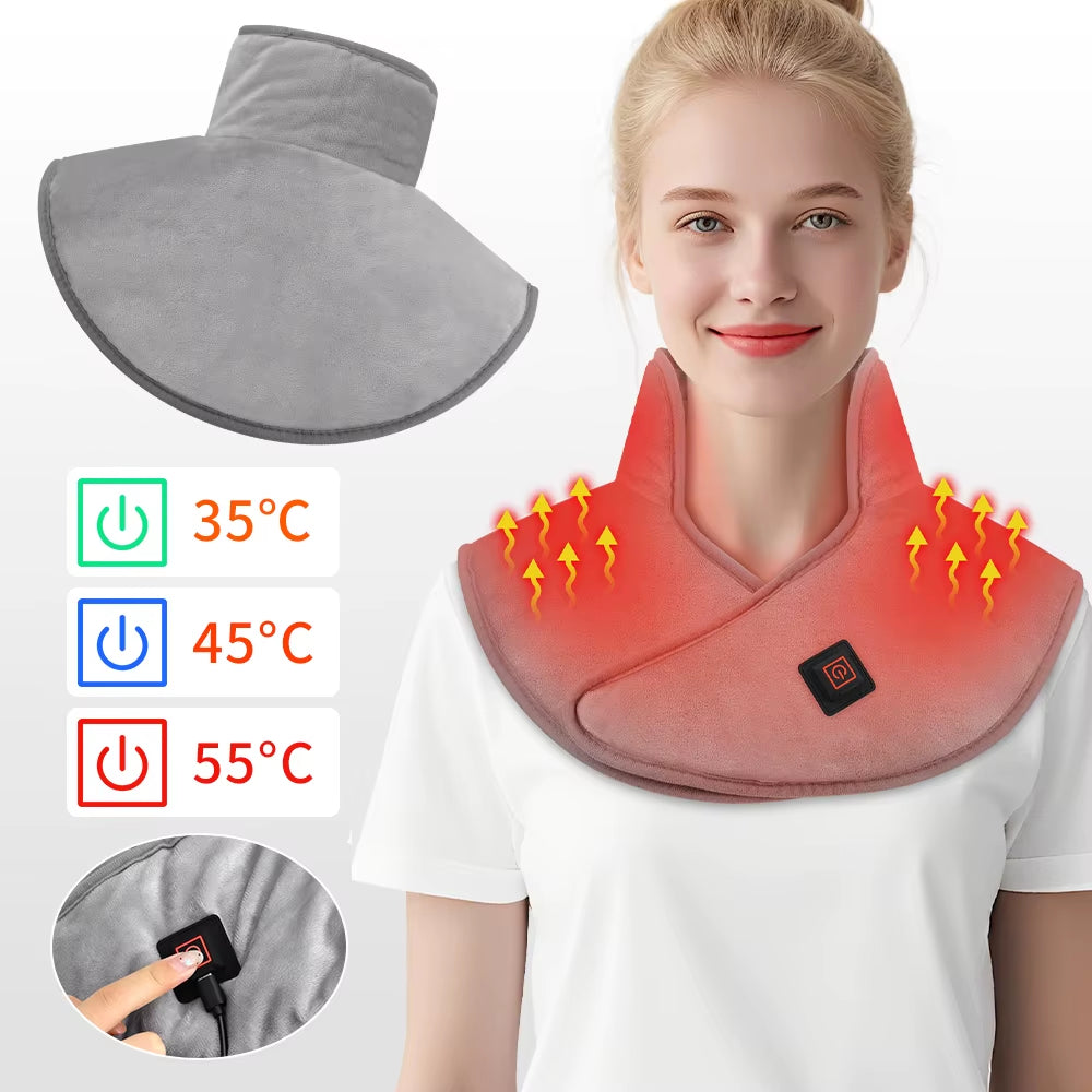 Electric Heating Shoulder Neck Pad Massager Three Gear Hot Compress Cervical Shawl Warmer USB for Shoulder Neck Back Relax Brace