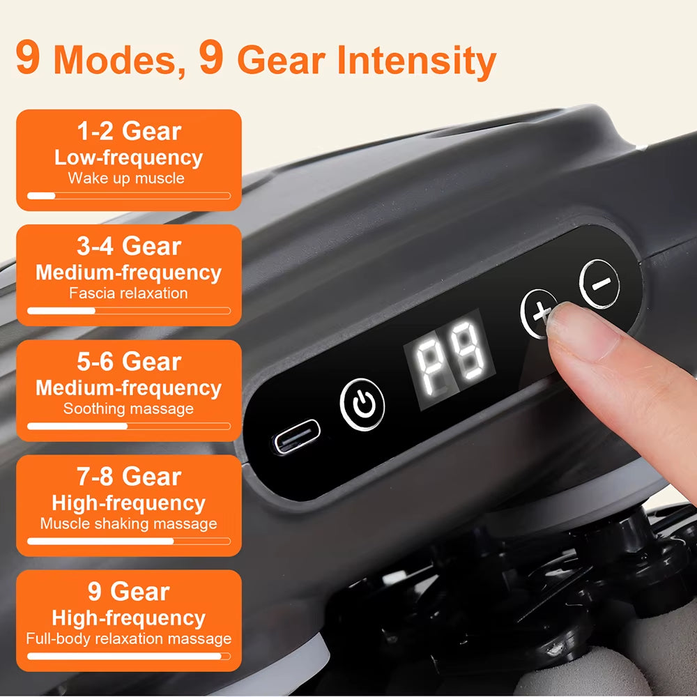 Multi-Head Fascia Gun Deep Relaxation Muscle Red Light Deep Tissue Body Muscle Massage Gun