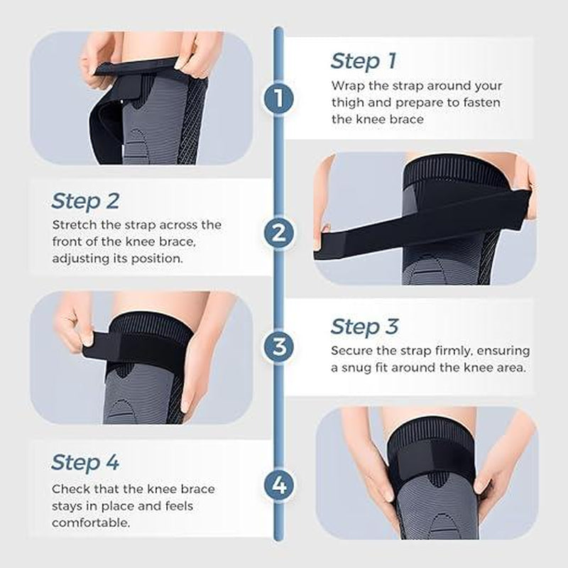 ​High-Elasticity Unisex Extended-Length Wrap Knee Brace, Breathable Knit Support Sleeve with Artemisia Warmth for Sports & Running, Adjustable Compression Strap for Basketball, Hiking, Joint Pain Relief (Orange)​